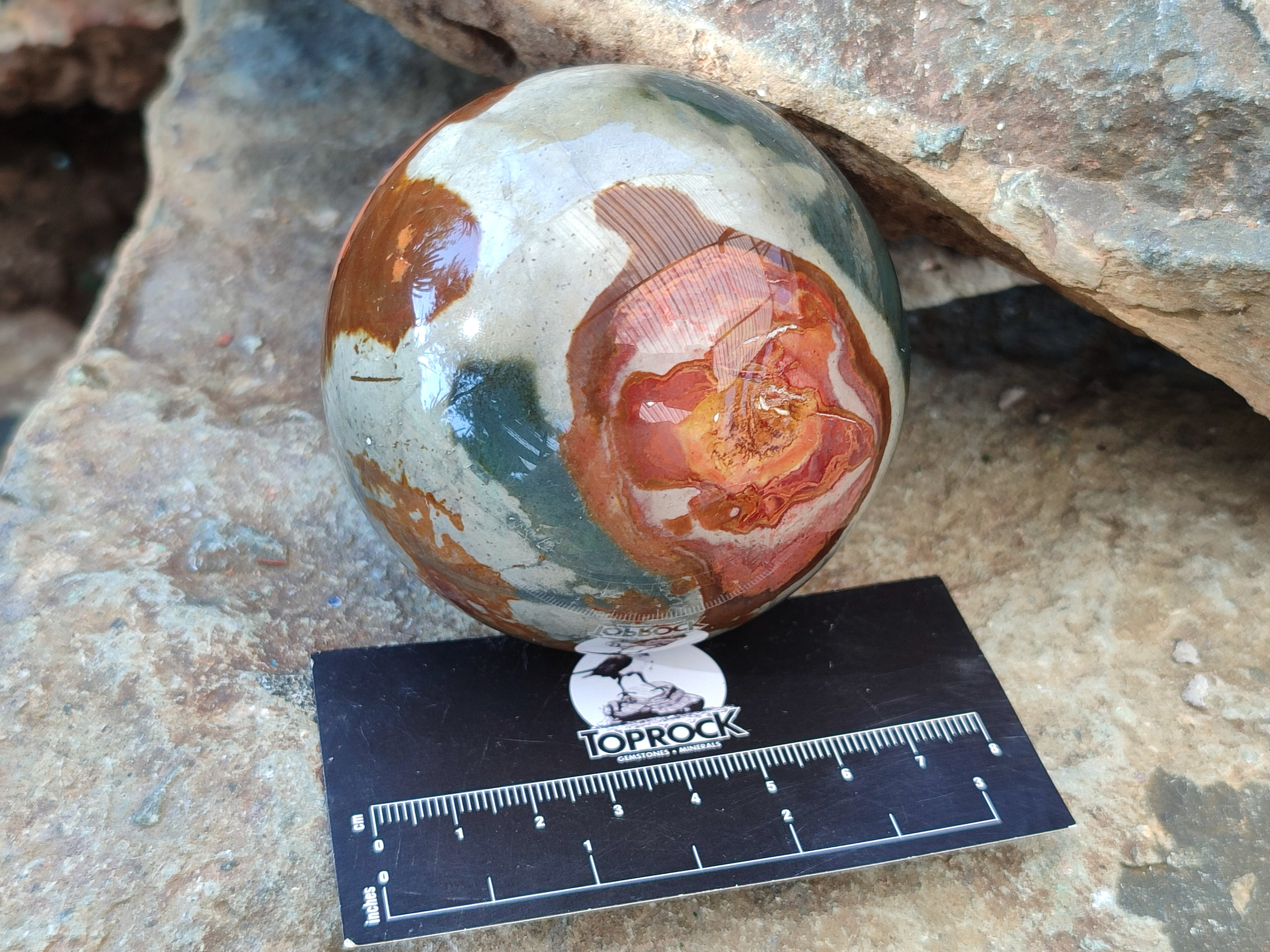 Polished Polychrome Jasper Spheres x 2 From Northwest Coast, Madagascar - Toprock Gemstones and Minerals 