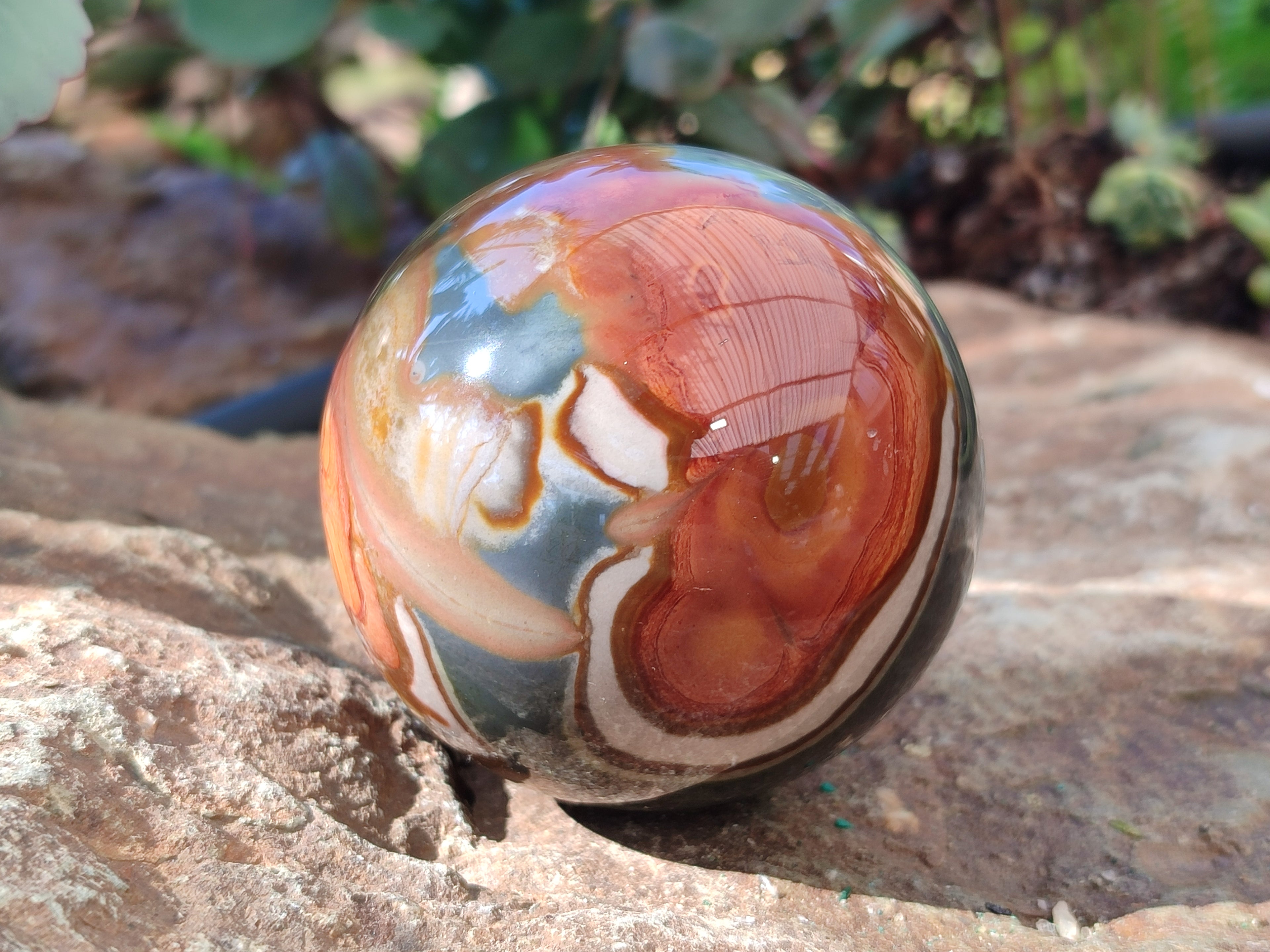 Polished Polychrome Jasper Spheres x 2 From Northwest Coast, Madagascar - Toprock Gemstones and Minerals 