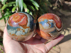 Polished Polychrome Jasper Spheres x 2 From Northwest Coast, Madagascar - Toprock Gemstones and Minerals 