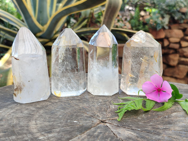 Polished Frosted Quartz Crystal Points x 4 From Madagascar