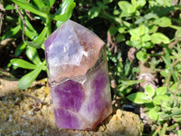 Polished Chevron Amethyst Points x 2 From Ankazobe, Madagascar