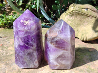 Polished Chevron Amethyst Points x 2 From Ankazobe, Madagascar