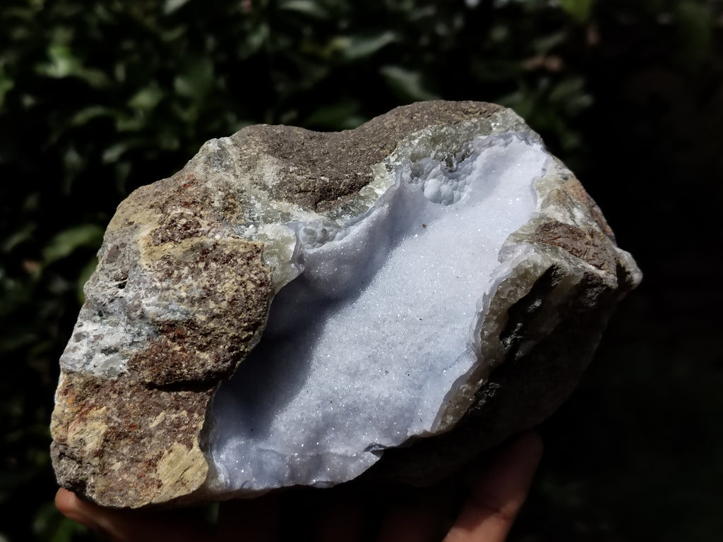 Natural Blue Lace Agate Geode Specimens x 2 From Nsanje, Malawi - Toprock Gemstones and Minerals 