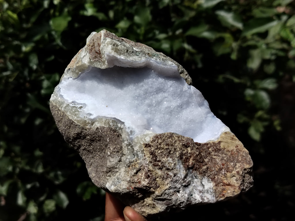 Natural Blue Lace Agate Geode Specimens x 2 From Nsanje, Malawi - Toprock Gemstones and Minerals 