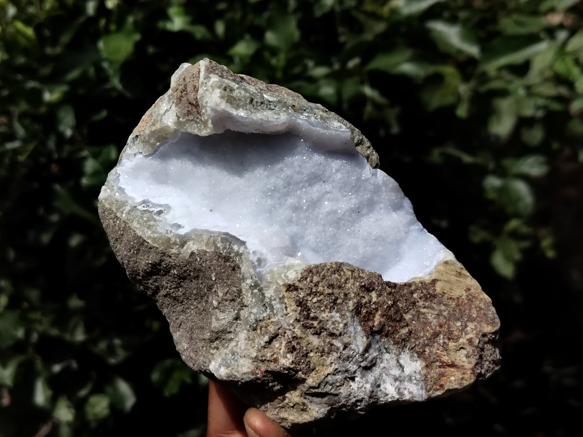 Natural Blue Lace Agate Geode Specimens x 2 From Nsanje, Malawi - Toprock Gemstones and Minerals 