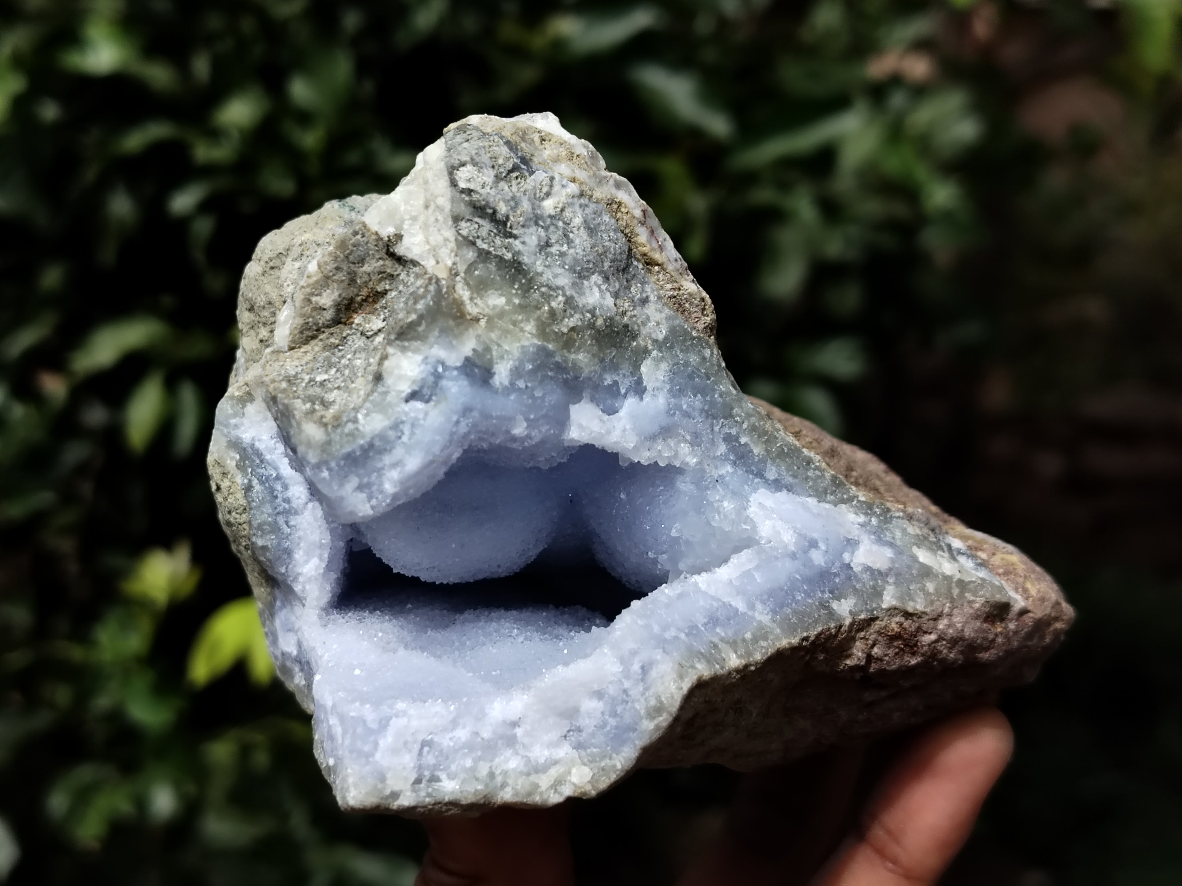 Natural Blue Lace Agate Geode Specimens x 2 From Nsanje, Malawi - Toprock Gemstones and Minerals 