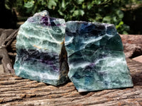 Polished On One Side Watermelon Fluorite Specimens x 2 From Uis, Namibia
