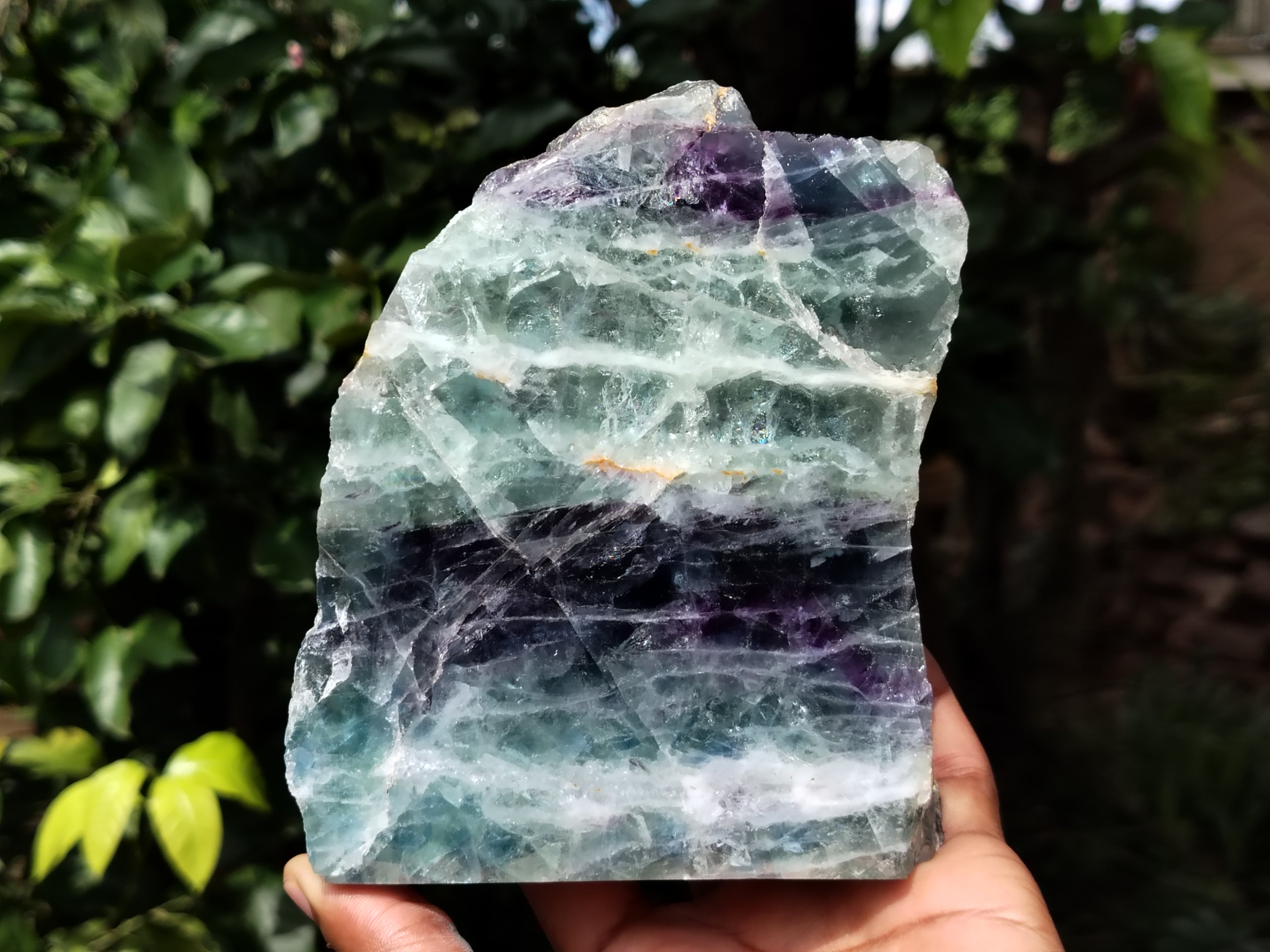 Polished On One Side Watermelon Fluorite Specimens x 2 From Uis, Namibia - Toprock Gemstones and Minerals 