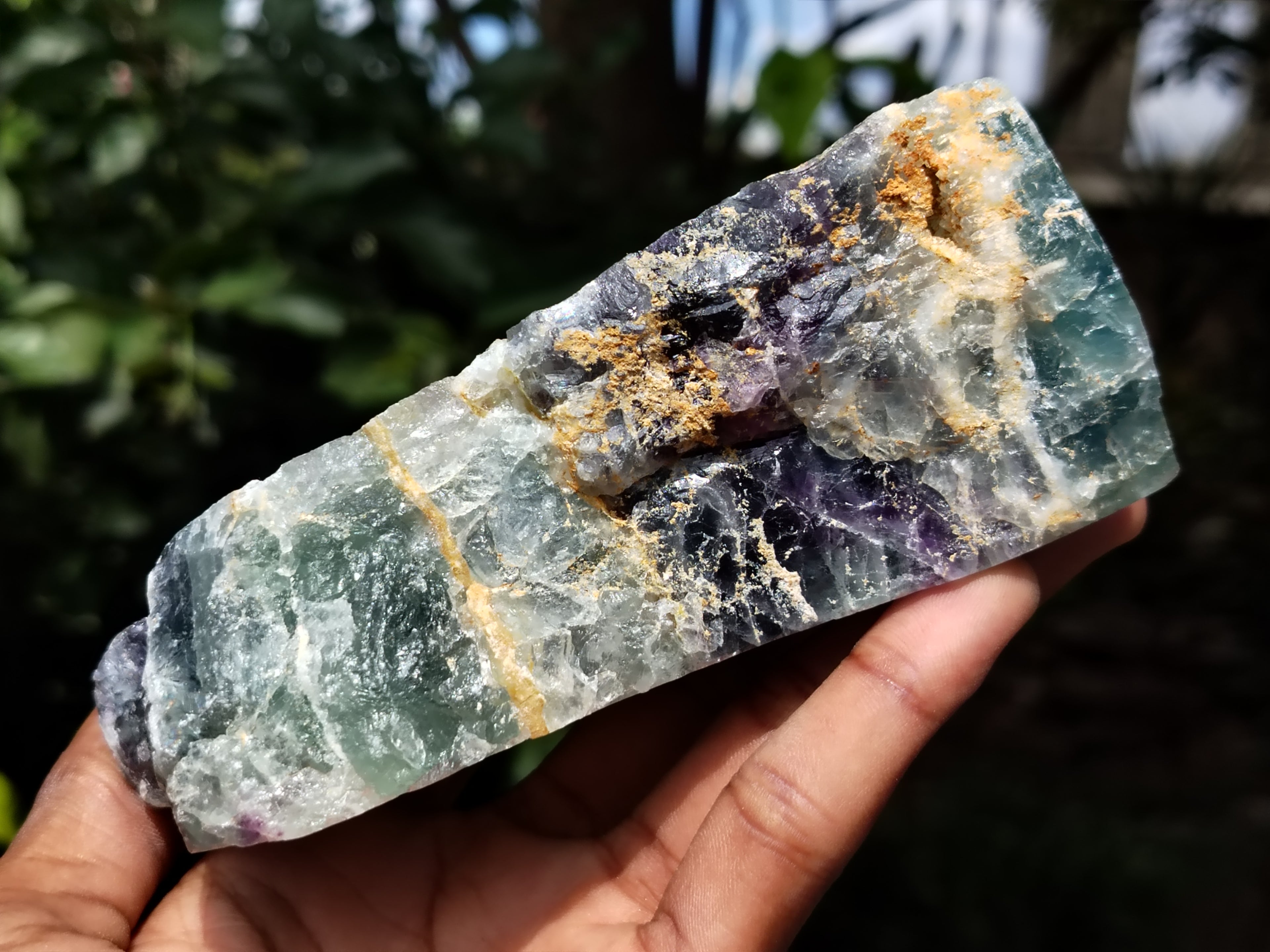 Polished On One Side Watermelon Fluorite Specimens x 2 From Uis, Namibia - Toprock Gemstones and Minerals 