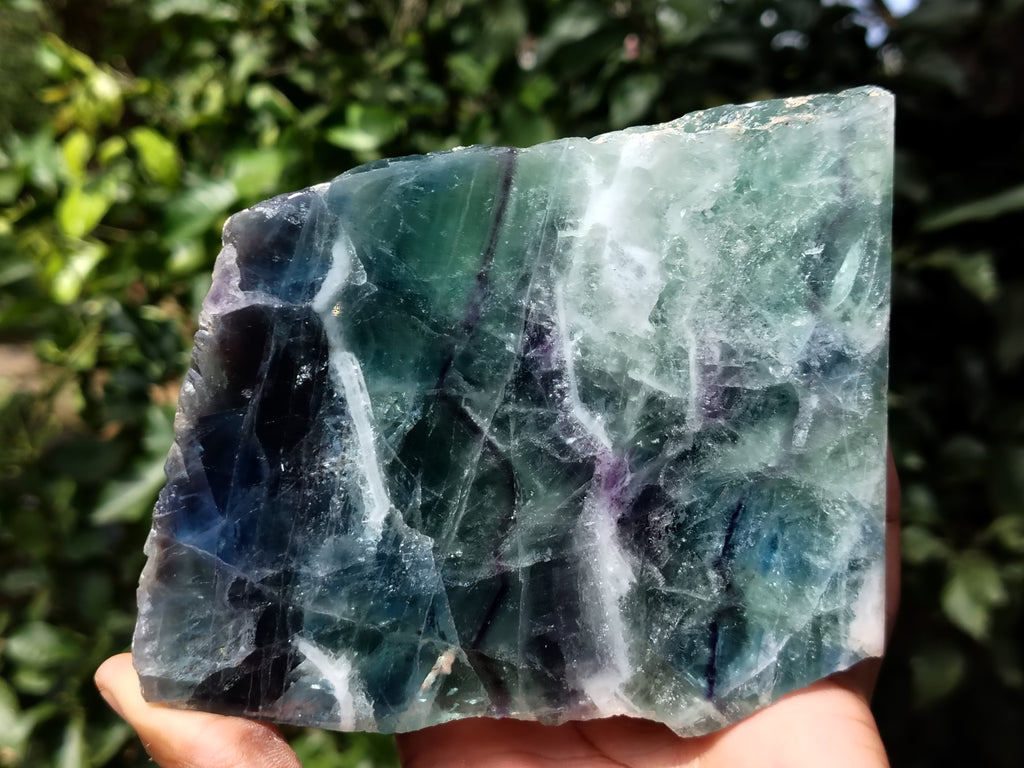 Polished On One Side Watermelon Fluorite Specimens x 2 From Uis, Namibia - Toprock Gemstones and Minerals 