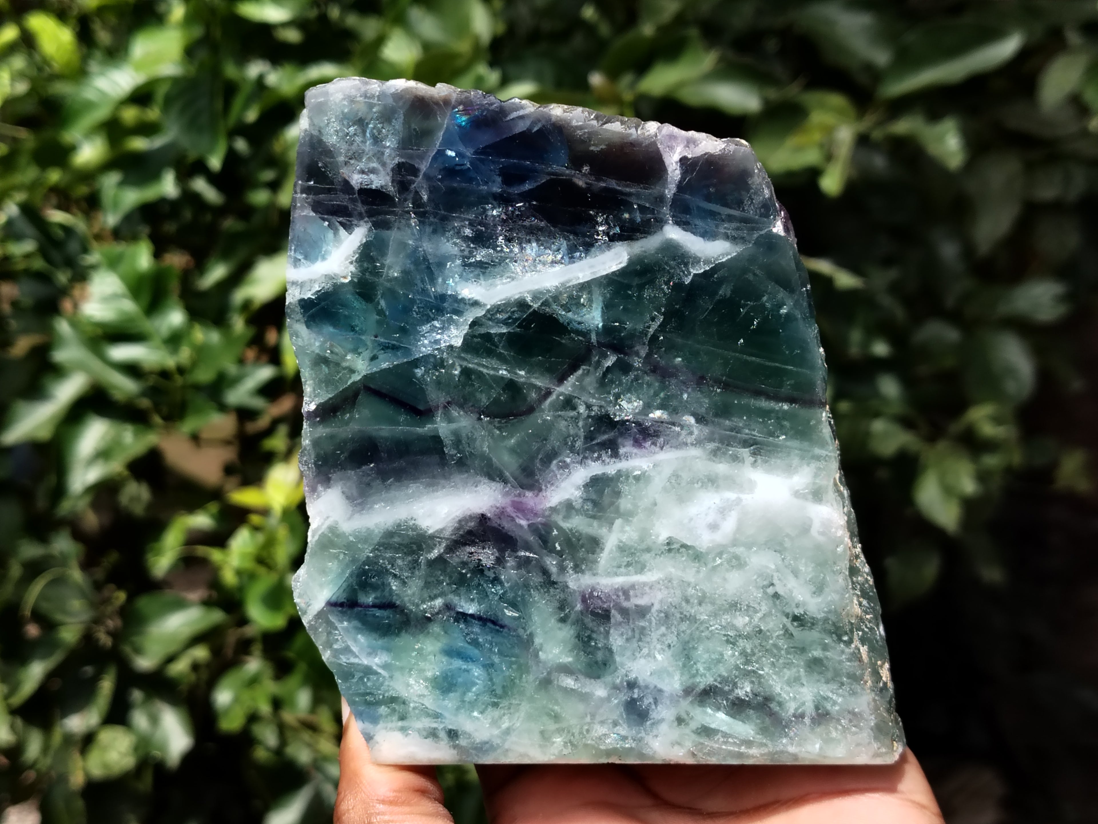 Polished On One Side Watermelon Fluorite Specimens x 2 From Uis, Namibia - Toprock Gemstones and Minerals 