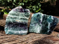 Polished On One Side Watermelon Fluorite Specimens x 2 From Uis, Namibia