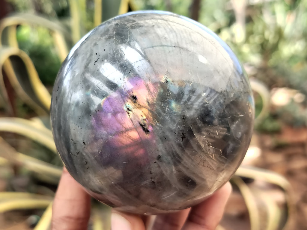Polished Purple Flash Labradorite Spheres x 2 From Tulear, Madagascar - Toprock Gemstones and Minerals 