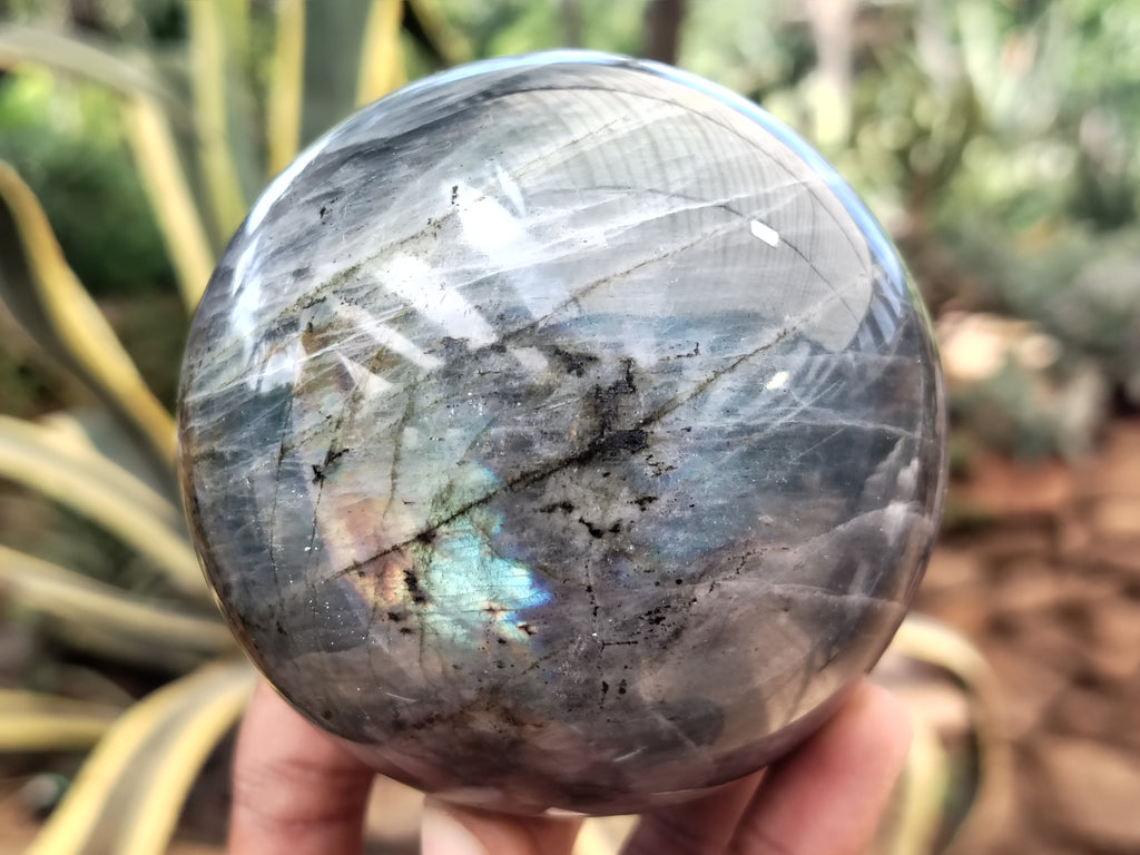 Polished Purple Flash Labradorite Spheres x 2 From Tulear, Madagascar - Toprock Gemstones and Minerals 