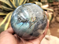 Polished Purple Flash Labradorite Spheres x 2 From Tulear, Madagascar
