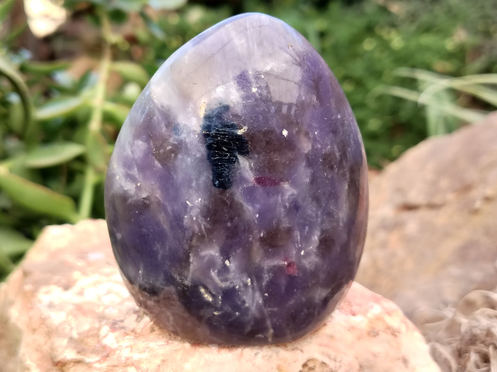 Polished Lepidolite with Pink Rubellite Tourmaline Standing Free Forms x 4 From Madagascar - Toprock Gemstones and Minerals 