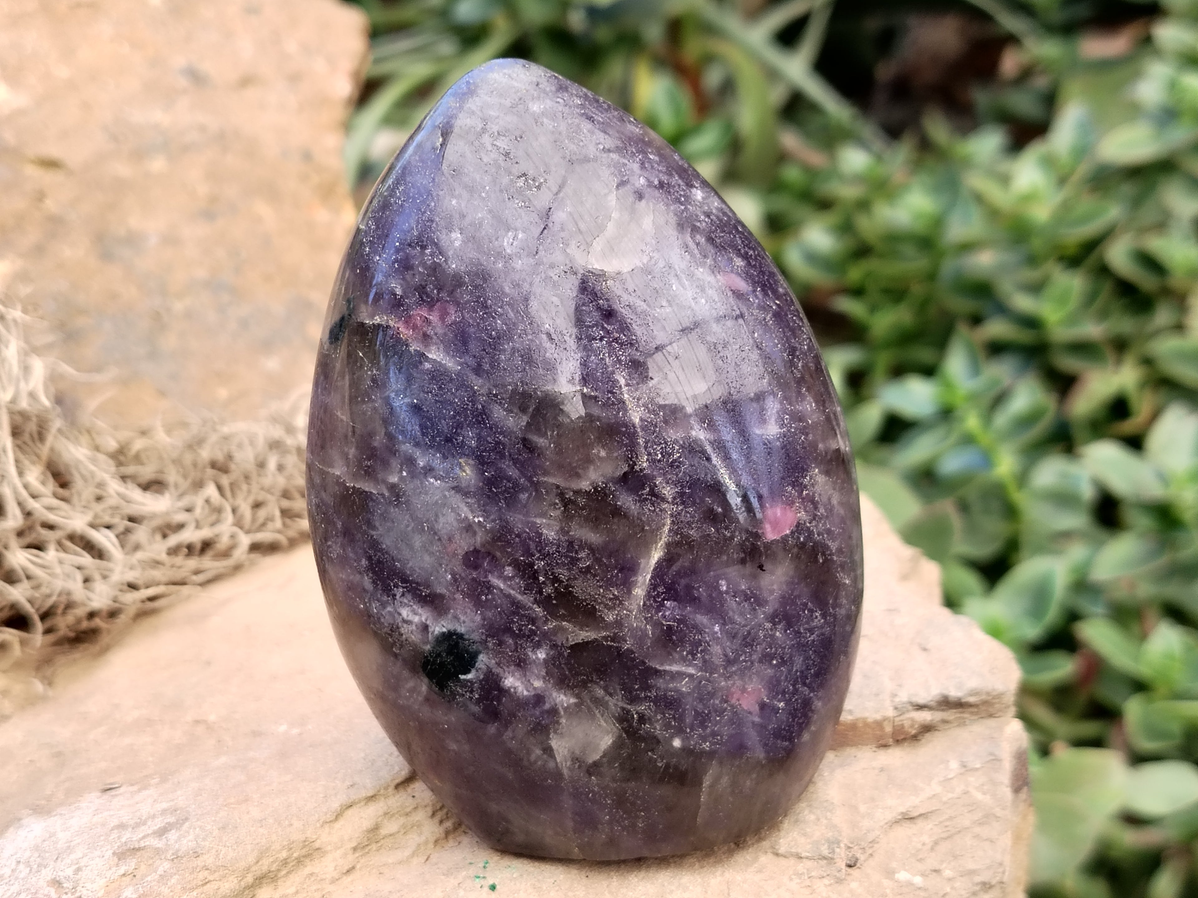 Polished Lepidolite with Pink Rubellite Tourmaline Standing Free Forms x 4 From Madagascar - Toprock Gemstones and Minerals 