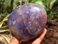 Polished Lepidolite with Pink Rubellite Tourmaline Standing Free Forms x 4 From Madagascar