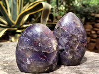 Polished Lepidolite with Pink Rubellite Tourmaline Standing Free Forms x 4 From Madagascar