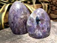 Polished Lepidolite with Pink Rubellite Tourmaline Standing Free Forms x 4 From Madagascar