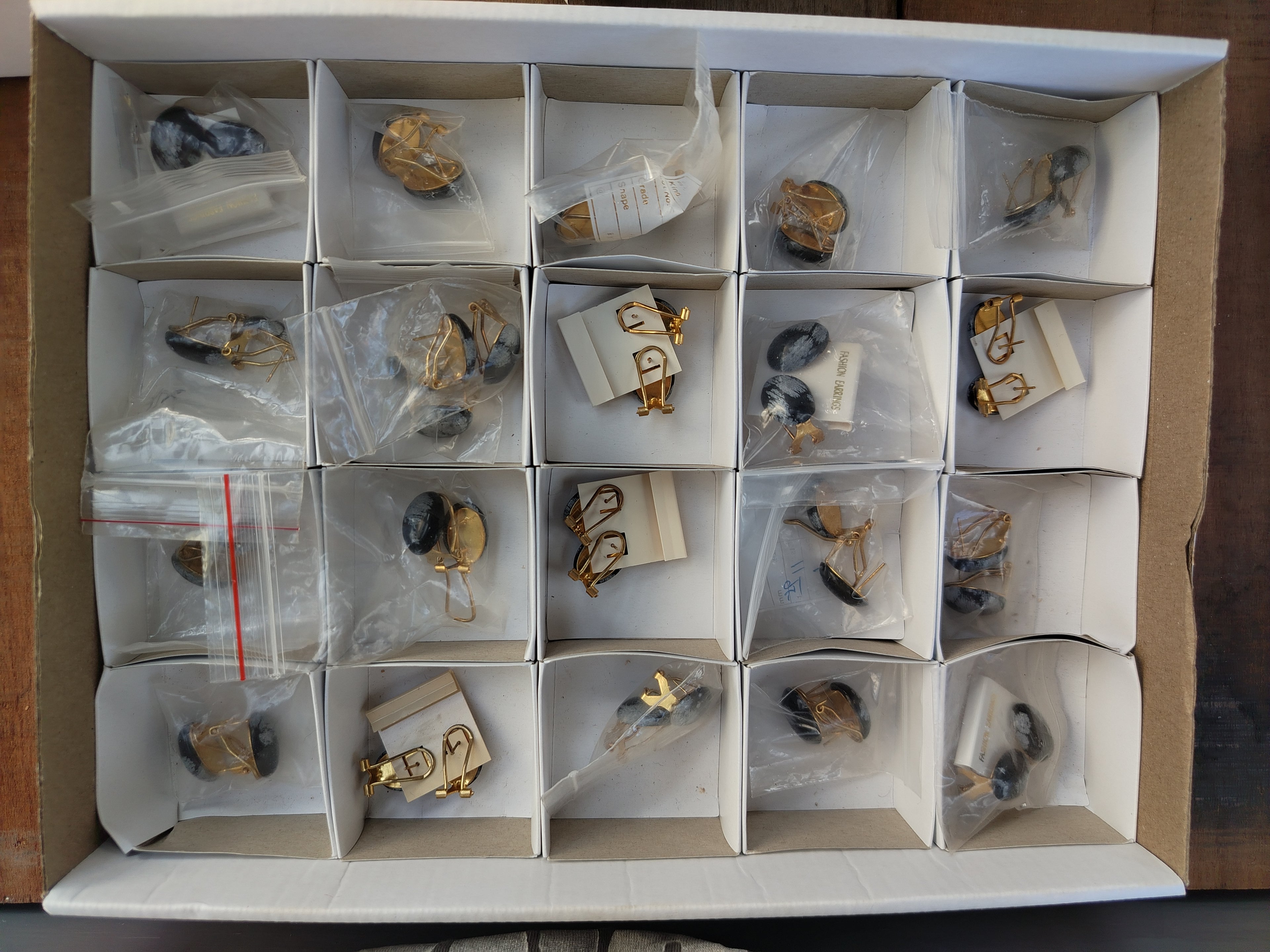 Polished Pair of Snowflake Obsidian Cabochon Clasp Earrings - sold per Pair - From Mexico - Toprock Gemstones and Minerals 