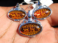 Polished Baltic Amber Earring and Pendant Sets on Sterling Silver - Sold Per Set - From Poland