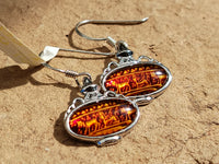Polished Baltic Amber Earring and Pendant Sets on Sterling Silver - Sold Per Set - From Poland