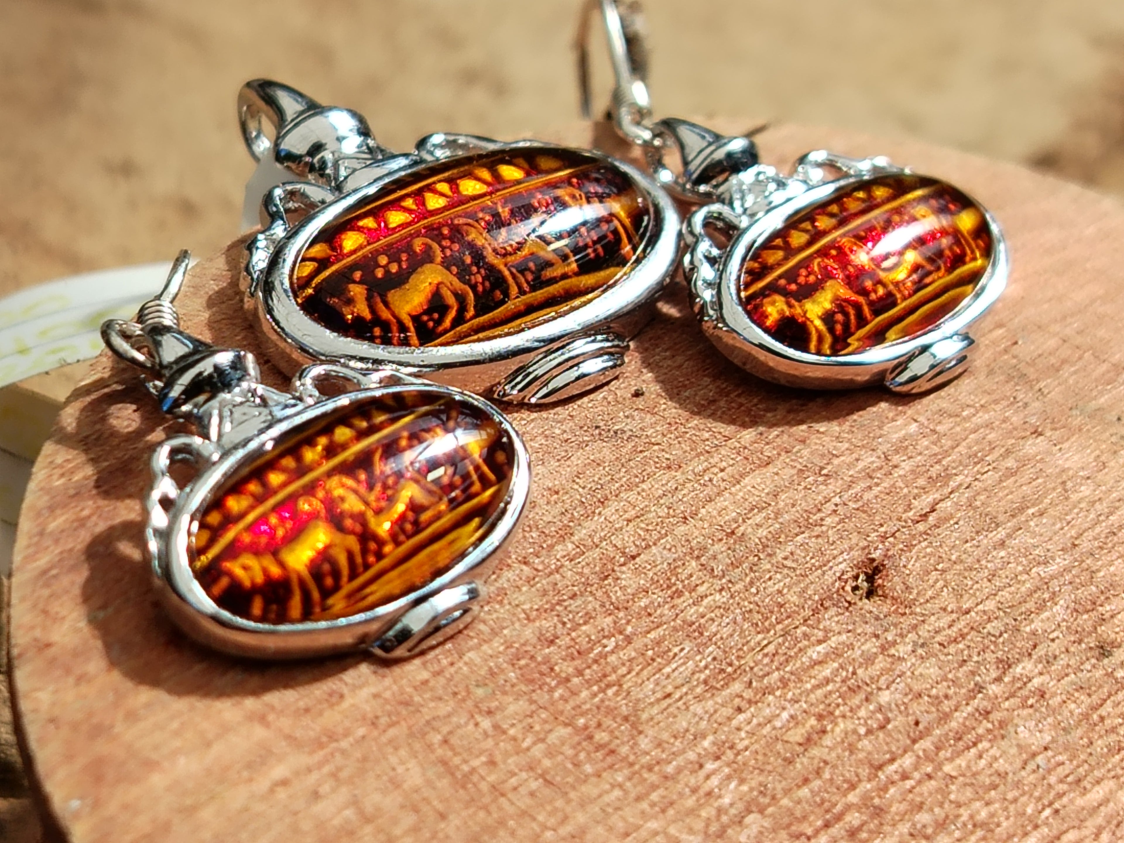 Polished Baltic Amber Earring and Pendant Sets on Sterling Silver - Sold Per Set - From Poland - Toprock Gemstones and Minerals 