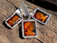 Polished Baltic Amber Earring and Pendant Sets on Sterling Silver - Sold Per Set - From Poland