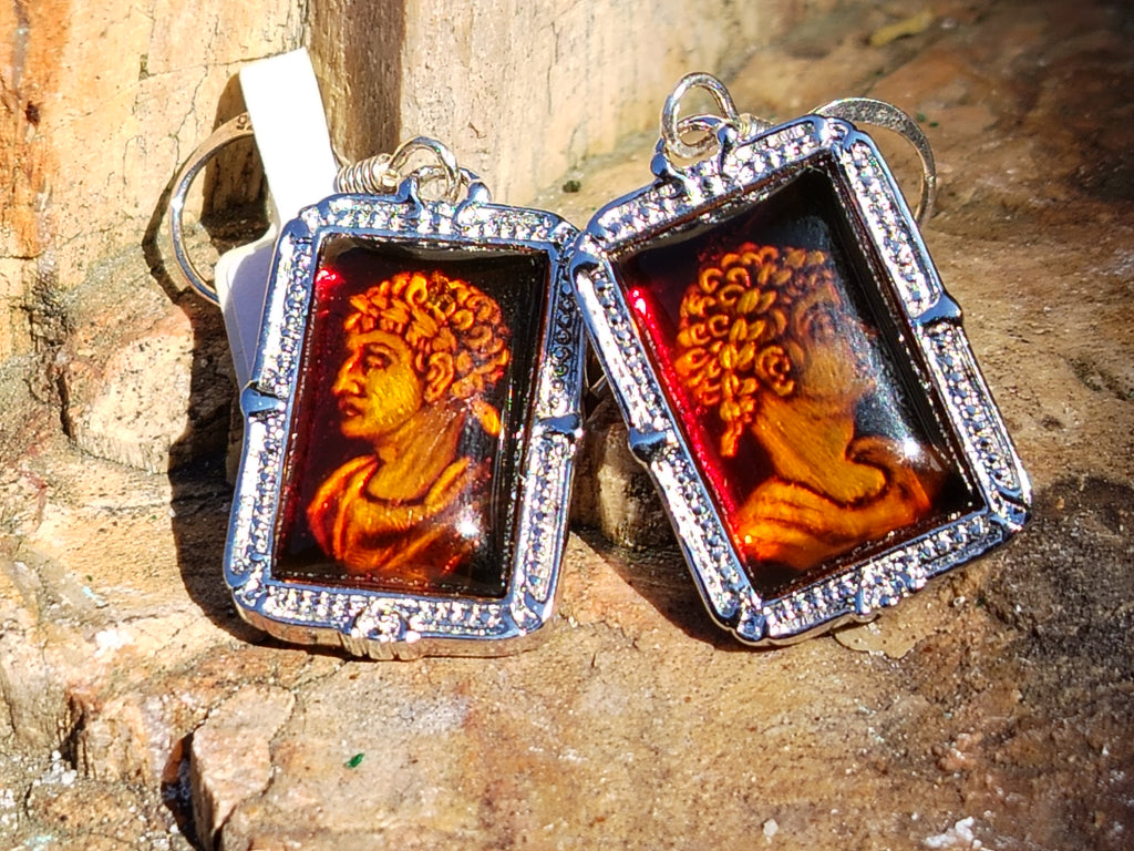 Polished Baltic Amber Earring and Pendant Sets on Sterling Silver - Sold Per Set - From Poland - Toprock Gemstones and Minerals 