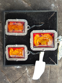 Polished Baltic Amber Earring and Pendant Sets on Sterling Silver - Sold Per Set - From Poland