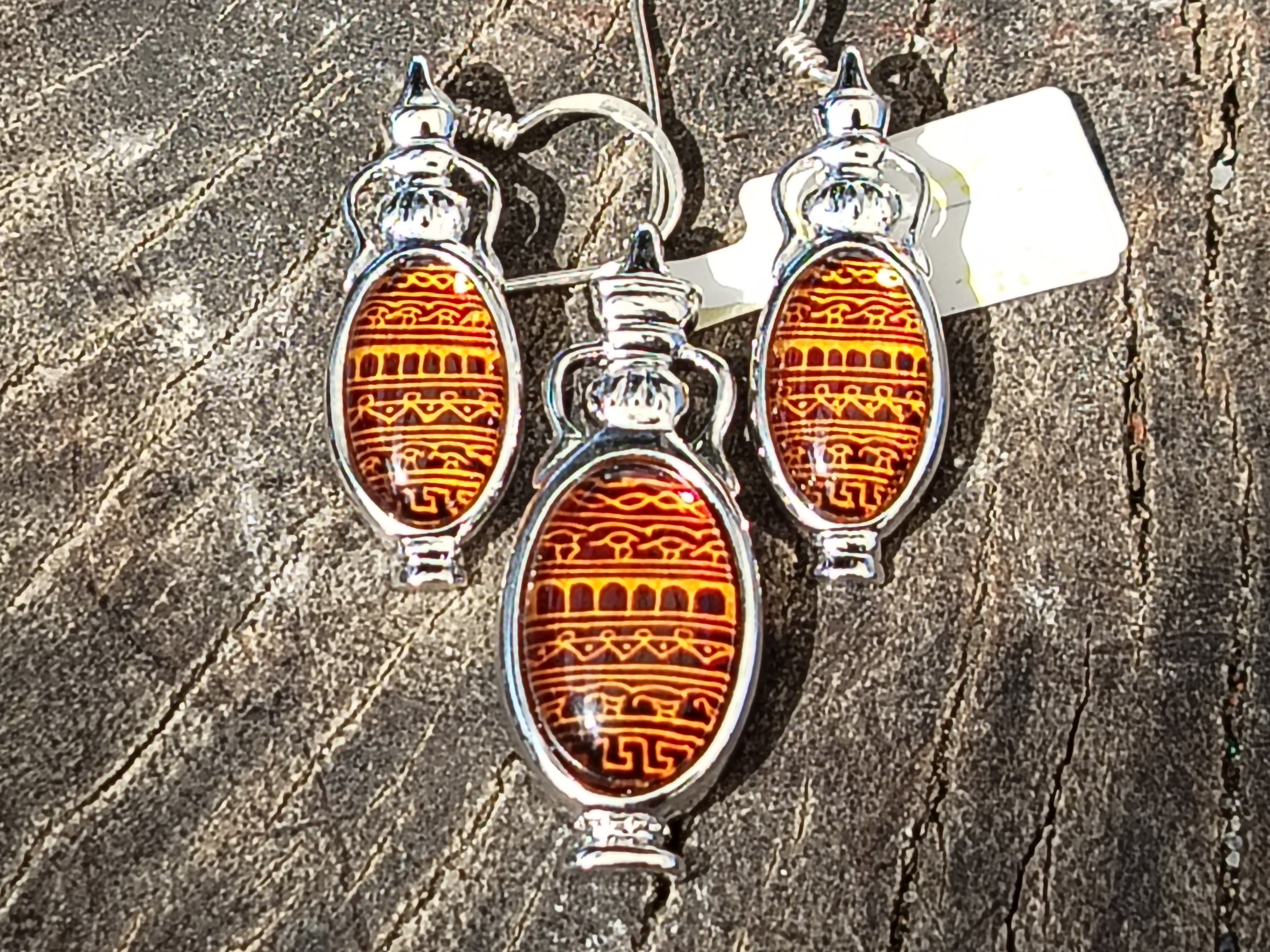 Polished Baltic Amber Earring and Pendant Sets on Sterling Silver - Sold Per Set - From Poland - Toprock Gemstones and Minerals 