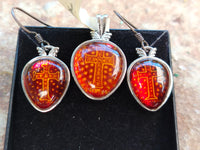 Polished Baltic Amber Earring and Pendant Sets on Sterling Silver - Sold Per Set - From Poland
