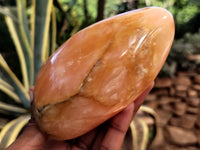 Polished Orange Twist Calcite Standing Free Forms x 3 From Madagascar