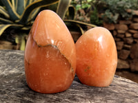 Polished Orange Twist Calcite Standing Free Forms x 3 From Madagascar