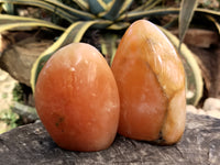 Polished Orange Twist Calcite Standing Free Forms x 3 From Madagascar