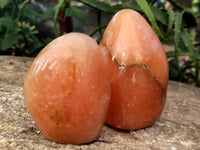 Polished Orange Twist Calcite Standing Free Forms x 3 From Madagascar