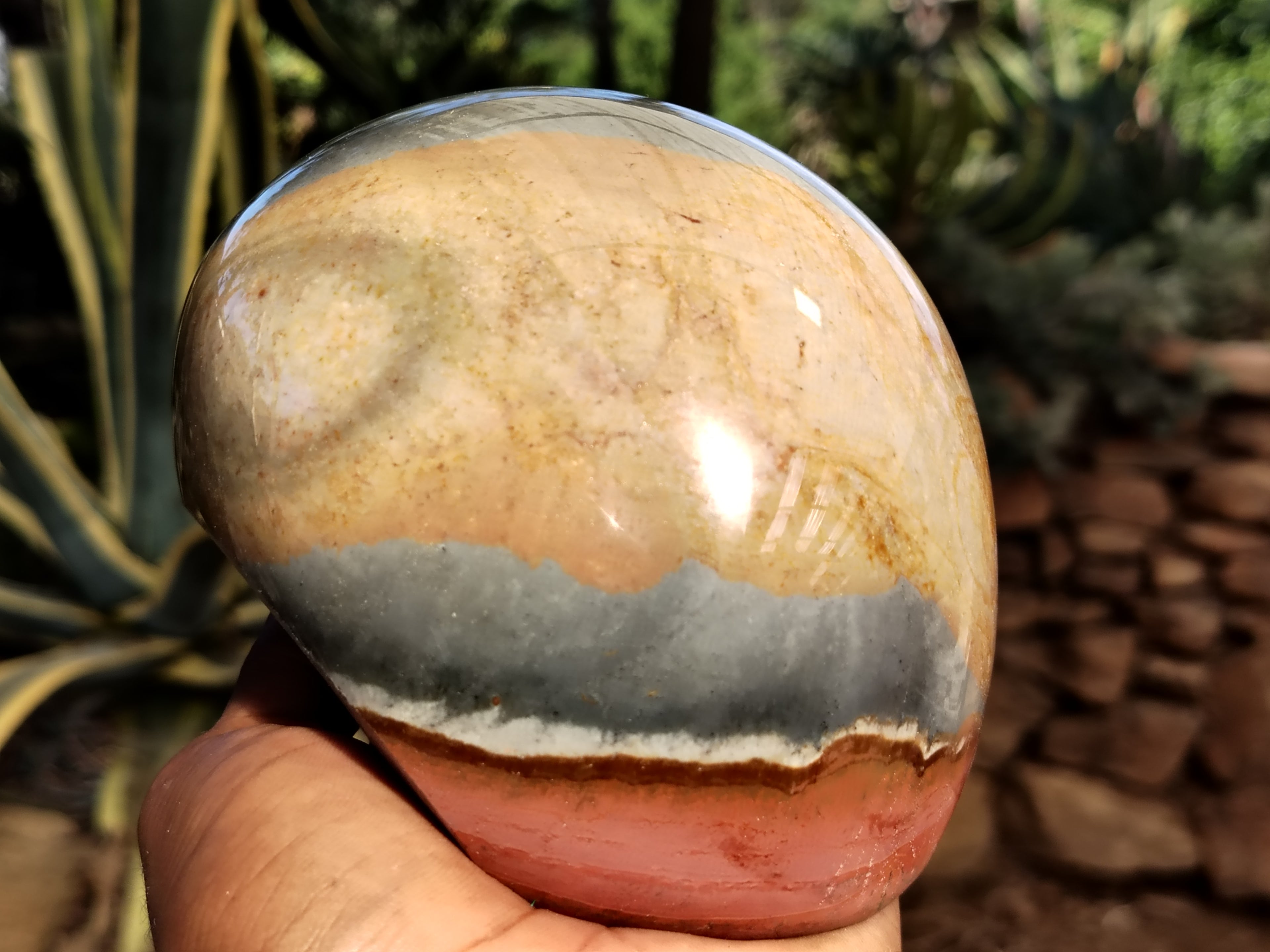 Polished On One Side Polychrome Jasper Nodules x 2 From Mahajanga, Madagascar - Toprock Gemstones and Minerals 
