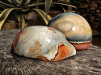 Polished On One Side Polychrome Jasper Nodules x 2 From Mahajanga, Madagascar