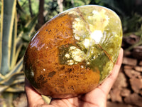 Polished Green Opal Standing Free Forms x 2 From Antsirabe, Madagascar