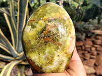 Polished Green Opal Standing Free Forms x 2 From Antsirabe, Madagascar