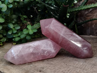 Polished Double Terminated Rose Quartz Points x 3 From Ambatondrazaka, Madagascar