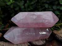 Polished Double Terminated Rose Quartz Points x 3 From Ambatondrazaka, Madagascar