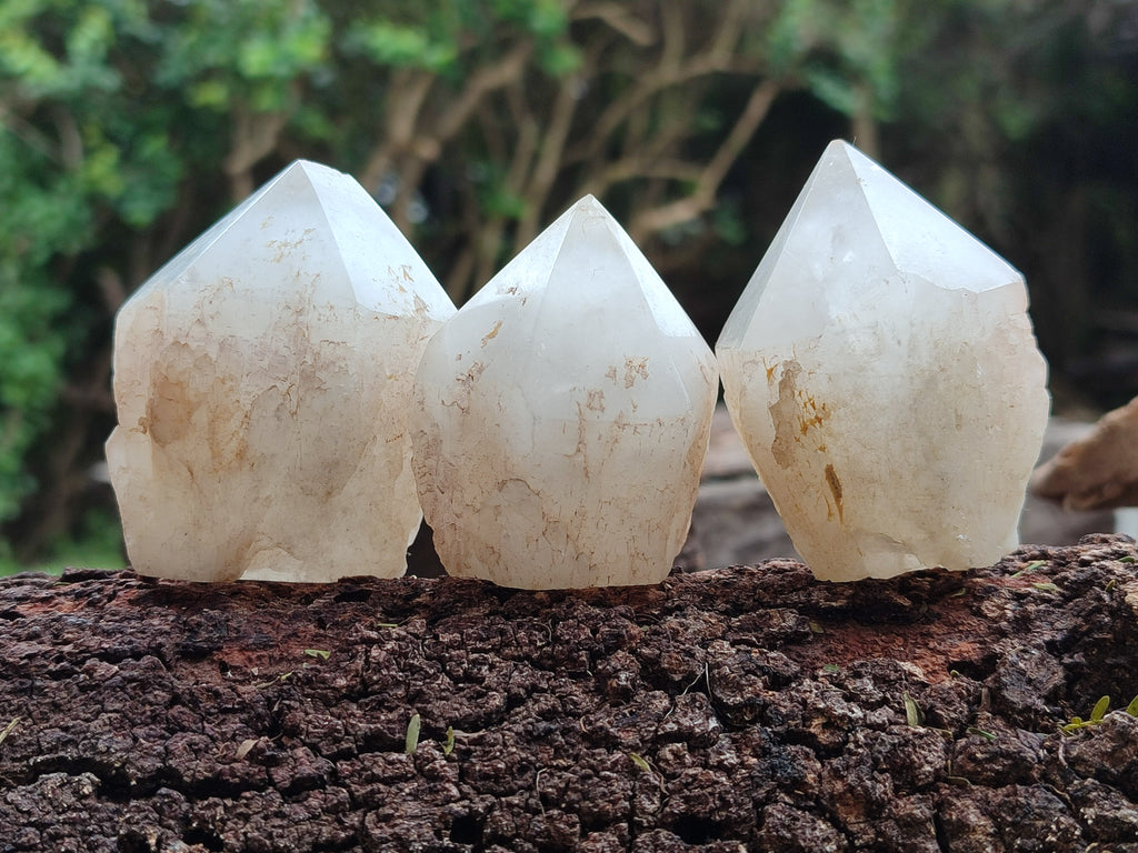 Polished White Candle Quartz Crystals x 15 From Madagascar - Toprock Gemstones and Minerals 