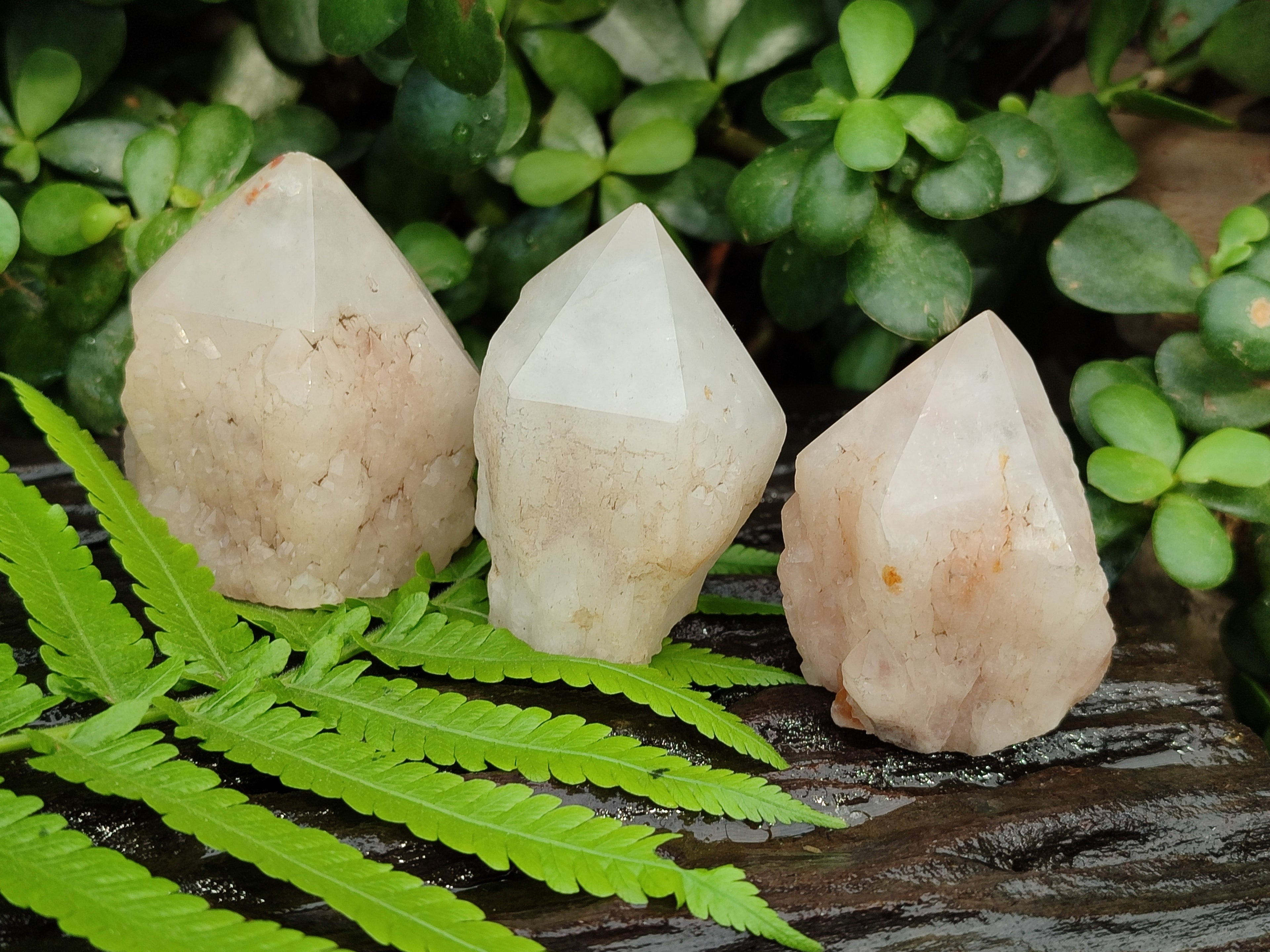 Polished White Candle Quartz Crystals x 15 From Madagascar - Toprock Gemstones and Minerals 