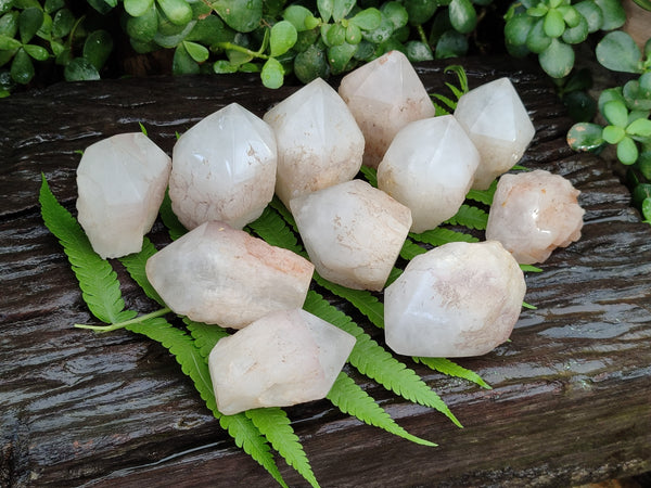 Polished White Candle Quartz Crystals x 15 From Madagascar
