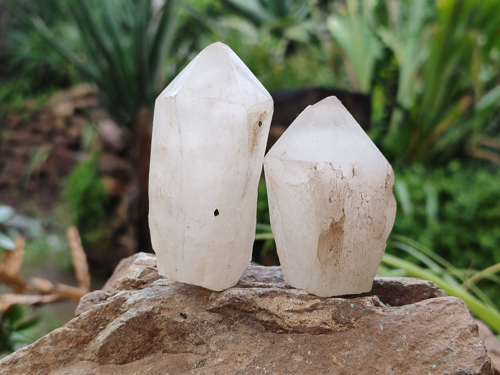 Polished White Candle Quartz Crystals x 15 From Madagascar - Toprock Gemstones and Minerals 