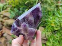 Polished Chevron Amethyst Points x 3 From Zambia