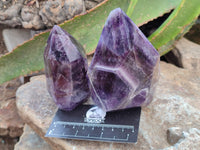 Polished Chevron Amethyst Points x 3 From Zambia