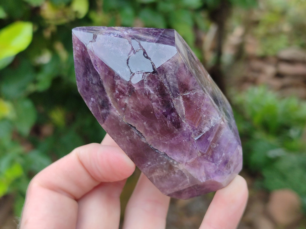 Polished Chevron Amethyst Points x 3 From Zambia - Toprock Gemstones and Minerals 